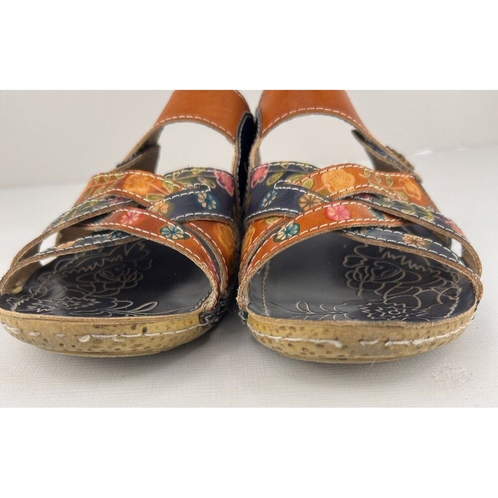 L'Artiste by Spring Step Womens Leigh Leather Slide Sandal Navy Multi EU37 6.5-7 - Picture 5 of 11
